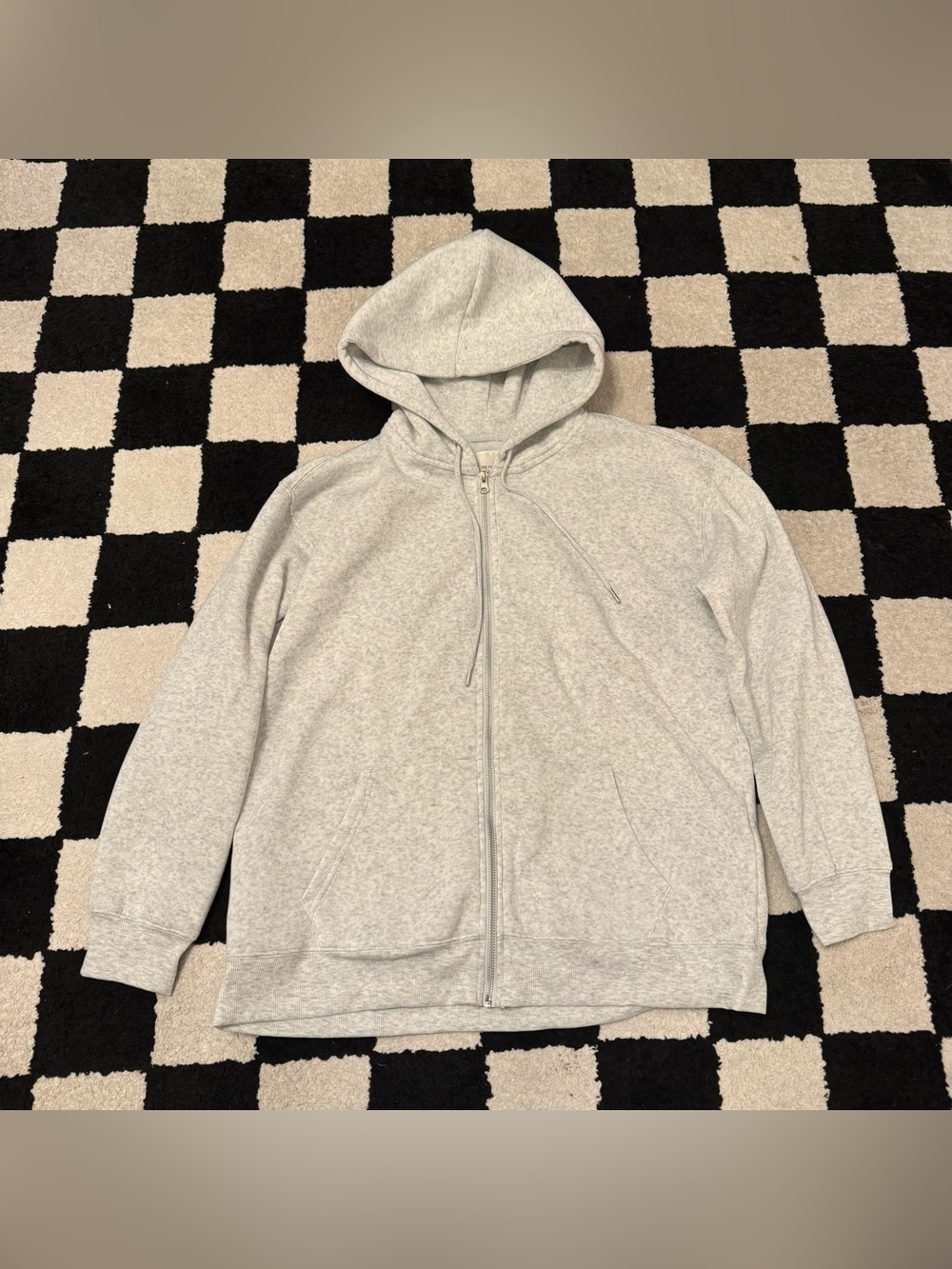 Women’s Light Gray Full-Zip Hooded Sweater Size L